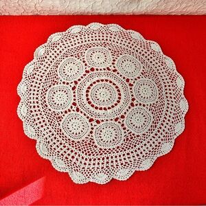 Handmade Doily Tablecloth Cotton White Crochet Lace Table  Centerpiece